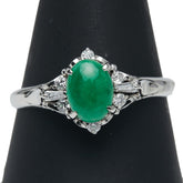 Pt900 プラチナ ヒスイ ダイヤ0.192ct リング 指輪 レディース 22.5号 【中古】